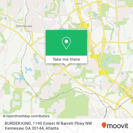 BURGER KING, 1190 Ernest W Barrett Pkwy NW Kennesaw, GA 30144 map