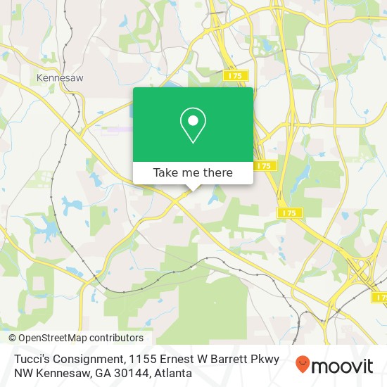 Mapa de Tucci's Consignment, 1155 Ernest W Barrett Pkwy NW Kennesaw, GA 30144