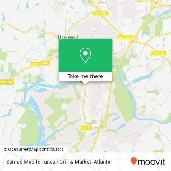Mapa de Samad Mediterranean Grill & Market, 8897 Roswell Rd Sandy Springs, GA 30350
