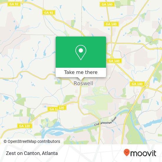 Mapa de Zest on Canton, 957 Canton St Roswell, GA 30075