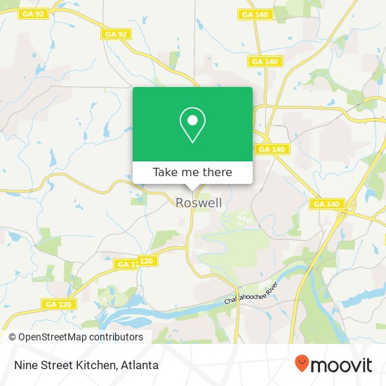 Mapa de Nine Street Kitchen, 982 Canton St Roswell, GA 30075