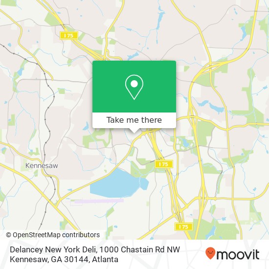 Mapa de Delancey New York Deli, 1000 Chastain Rd NW Kennesaw, GA 30144