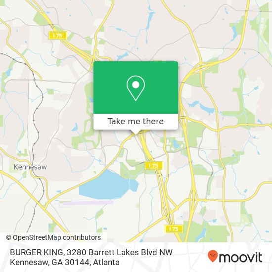 Mapa de BURGER KING, 3280 Barrett Lakes Blvd NW Kennesaw, GA 30144