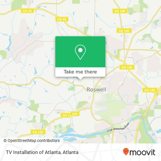 Mapa de TV Installation of Atlanta, 285 Windflower Trce Roswell, GA 30075