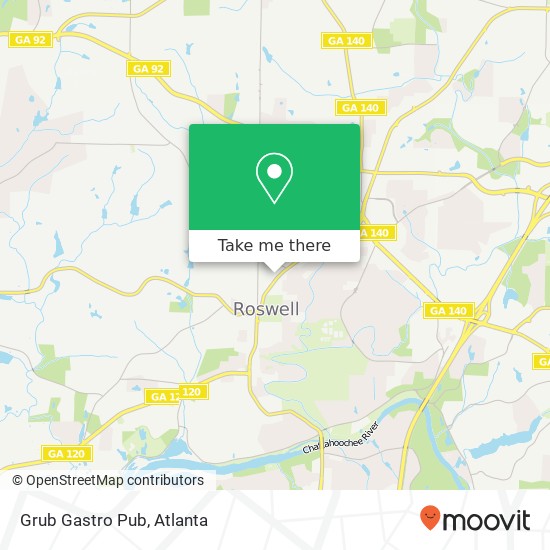 Mapa de Grub Gastro Pub, 1090 Alpharetta St Roswell, GA 30075