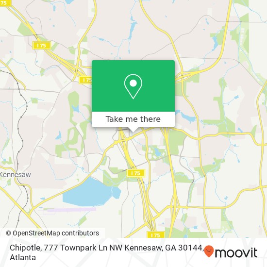 Mapa de Chipotle, 777 Townpark Ln NW Kennesaw, GA 30144