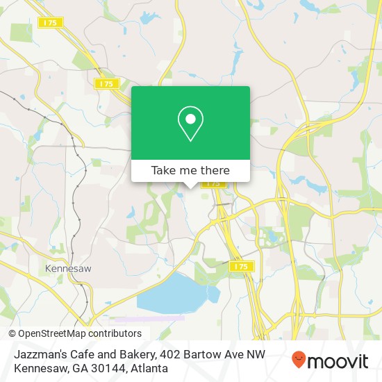 Mapa de Jazzman's Cafe and Bakery, 402 Bartow Ave NW Kennesaw, GA 30144