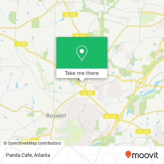 Mapa de Panda Cafe, 580 E Crossville Rd Roswell, GA 30075