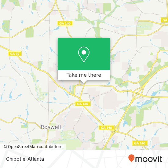 Mapa de Chipotle, 10800 Alpharetta Hwy Roswell, GA 30076
