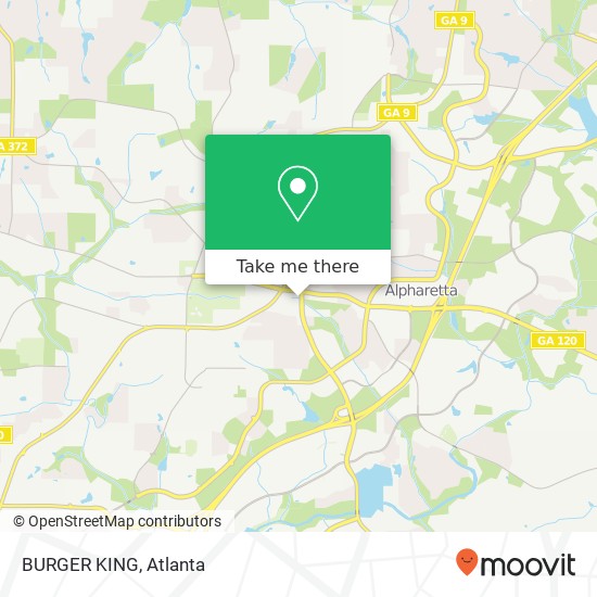 Mapa de BURGER KING, 11780 Haynes Bridge Rd Alpharetta, GA 30009