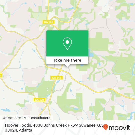 Mapa de Hoover Foods, 4030 Johns Creek Pkwy Suwanee, GA 30024