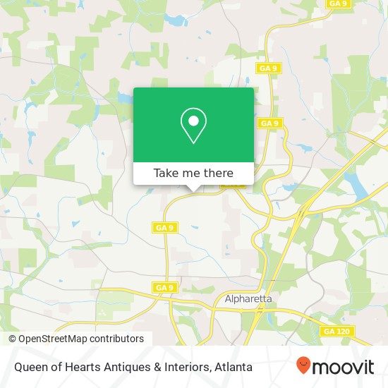 Mapa de Queen of Hearts Antiques & Interiors, 670 N Main St Alpharetta, GA 30009