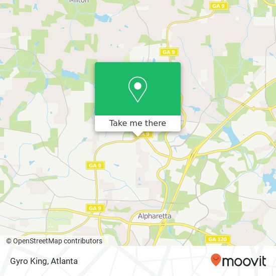 Mapa de Gyro King, 869 N Main St Alpharetta, GA 30009