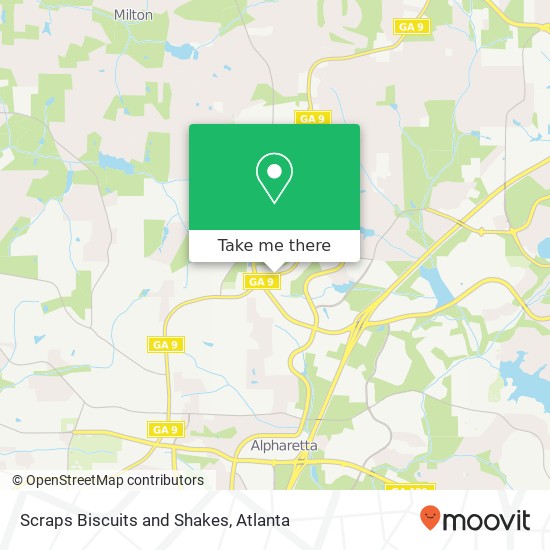 Mapa de Scraps Biscuits and Shakes, 12872 Highway 9 N Alpharetta, GA 30004