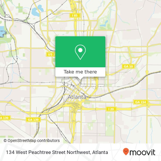 Mapa de 134 West Peachtree Street Northwest