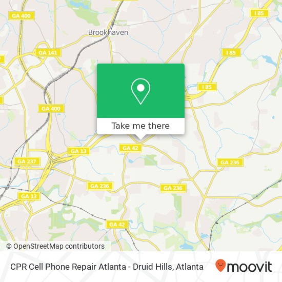 Mapa de CPR Cell Phone Repair Atlanta - Druid Hills