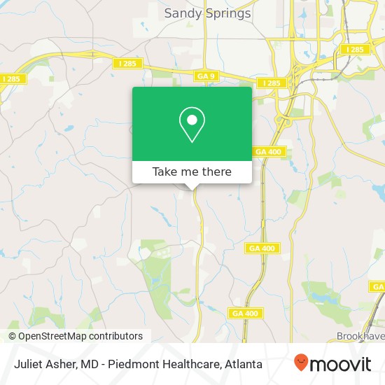 Mapa de Juliet Asher, MD - Piedmont Healthcare