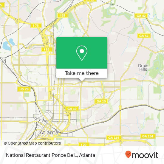 Mapa de National Restaurant Ponce De L