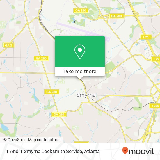 Mapa de 1 And 1 Smyrna Locksmith Service