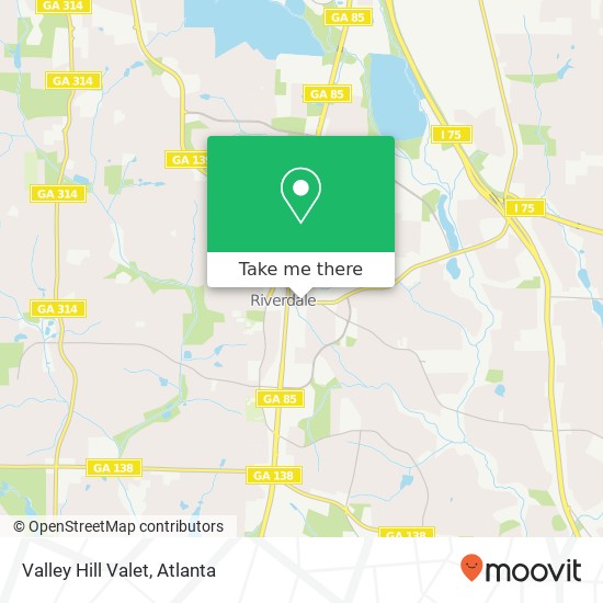 Valley Hill Valet map