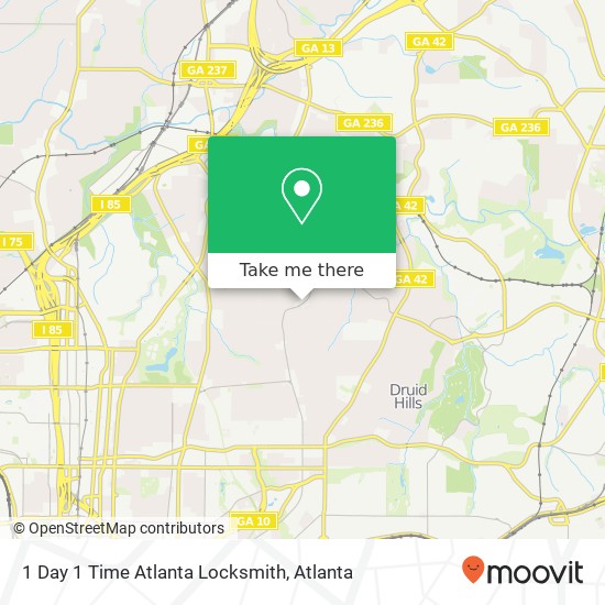 Mapa de 1 Day 1 Time Atlanta Locksmith