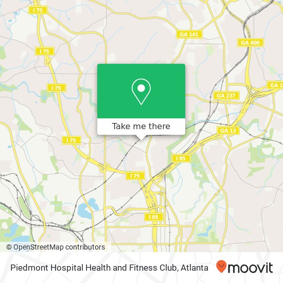 Piedmont Hospital Health and Fitness Club map