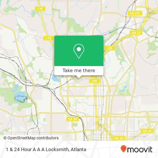 1 & 24 Hour A A A Locksmith map