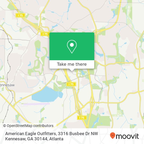 Mapa de American Eagle Outfitters, 3316 Busbee Dr NW Kennesaw, GA 30144