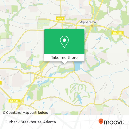 Mapa de Outback Steakhouse, 6400 North Point Pkwy Alpharetta, GA 30022