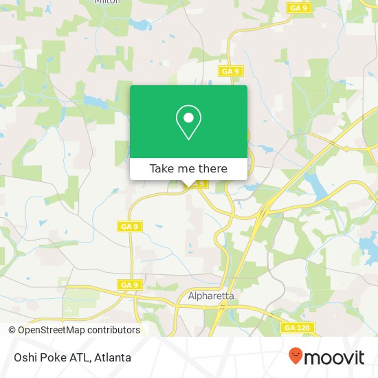 Mapa de Oshi Poke ATL, 875 N Main St Alpharetta, GA 30009