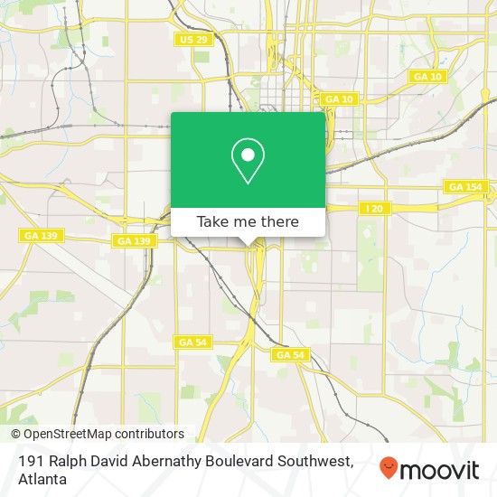Mapa de 191 Ralph David Abernathy Boulevard Southwest