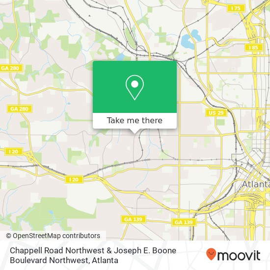 Chappell Road Northwest & Joseph E. Boone Boulevard Northwest map