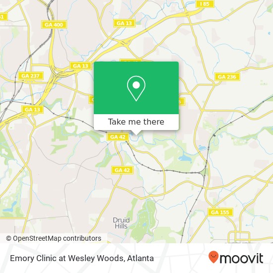 Emory Clinic at Wesley Woods map