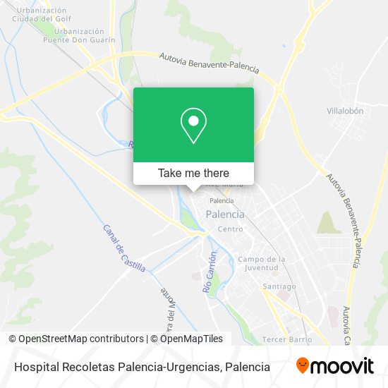 Hospital Recoletas Palencia-Urgencias map