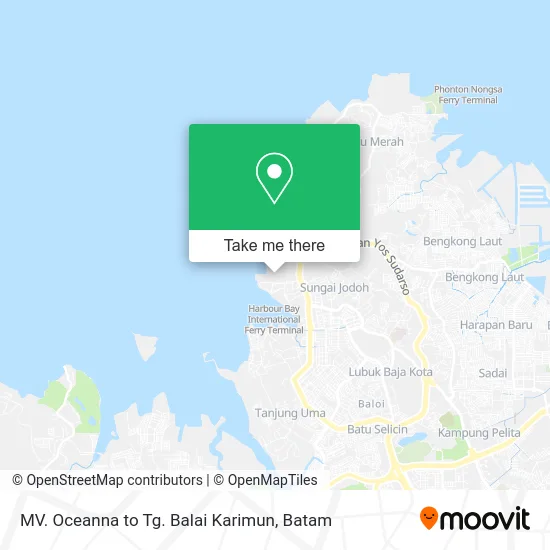 MV. Oceanna to Tg. Balai Karimun map
