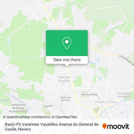 Mapa Basic-Fit Varennes Vauzelles Avenue du General de Gaulle
