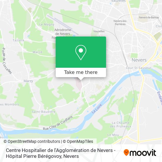 Mapa Centre Hospitalier de l'Agglomération de Nevers - Hôpital Pierre Bérégovoy
