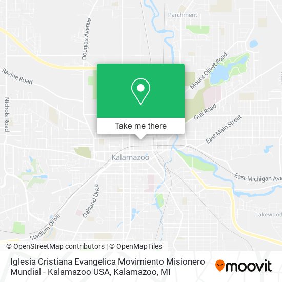 Iglesia Cristiana Evangelica Movimiento Misionero Mundial - Kalamazoo USA map
