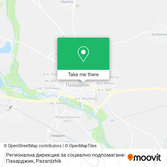 Карта Регионална дирекция за социално подпомагане-Пазарджик