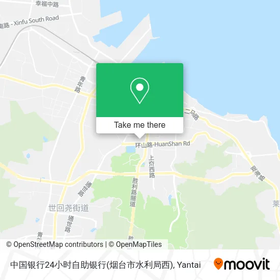 中国银行24小时自助银行(烟台市水利局西) map