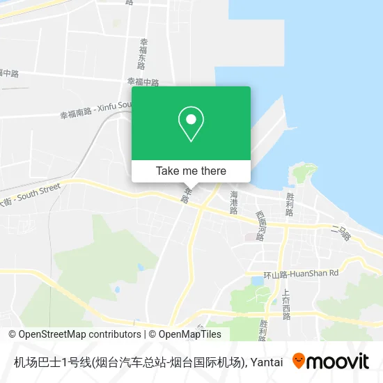 机场巴士1号线(烟台汽车总站-烟台国际机场) map