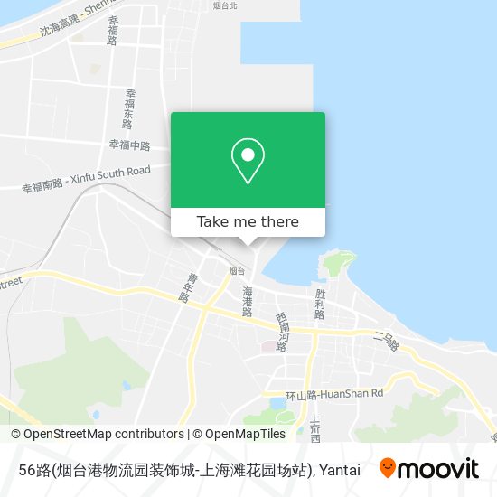 56路(烟台港物流园装饰城-上海滩花园场站) map