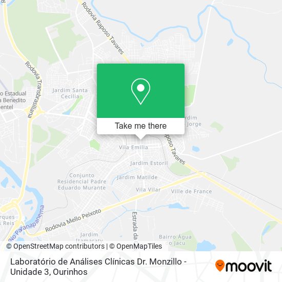 Laboratório de Análises Clínicas Dr. Monzillo - Unidade 3 map