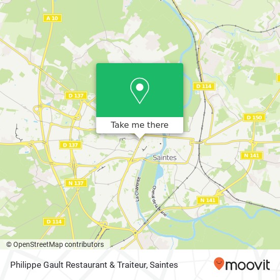 Mapa Philippe Gault Restaurant & Traiteur, 12 Cours Reverseaux 17100 Saintes