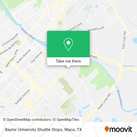 Baylor University Shuttle Stops map