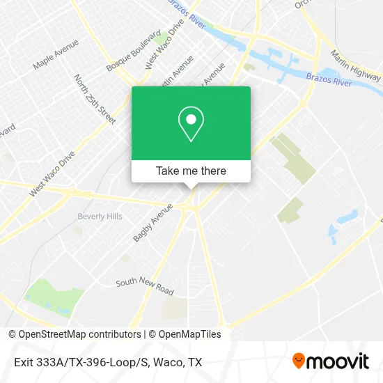 Exit 333A/TX-396-Loop/S map