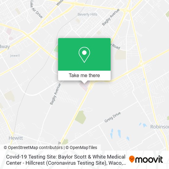 Mapa de Covid-19 Testing Site: Baylor Scott & White Medical Center - Hillcrest (Coronavirus Testing Site)