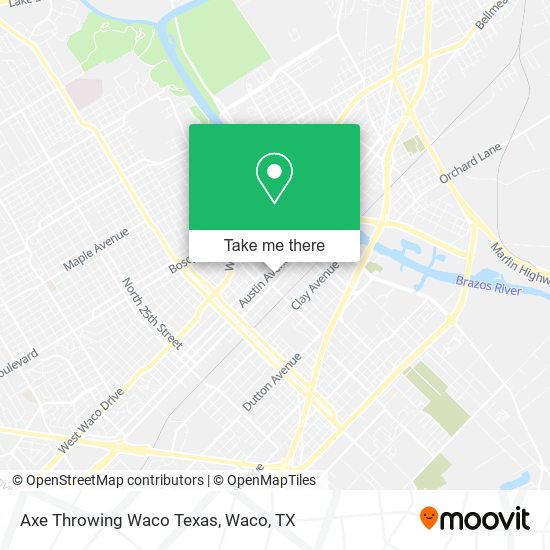 Mapa de Axe Throwing Waco Texas