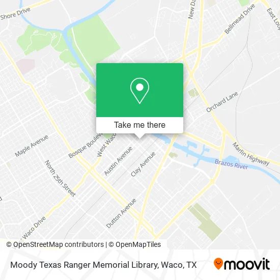 Moody Texas Ranger Memorial Library map