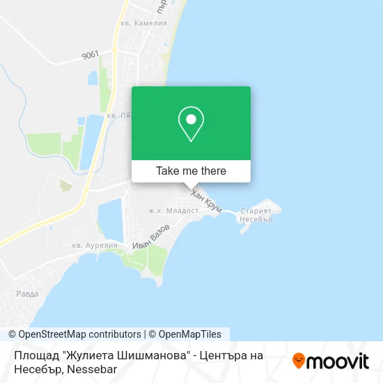 Карта Площад "Жулиета Шишманова" - Центъра на Несебър